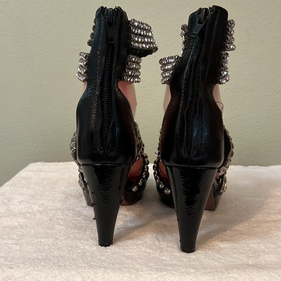 Jeffrey Campbell Ibiza Black Leather With Rhinestones And Studs Size 7 - Picture 5 of 12
